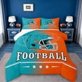 thumbnail image 1 of jejeloiu Football Sport Game Full Size Comforter Sets,Cyan Rugby Helmet Bedding Sets For Ball Gamer Reversible 3 Pieces, 1 of 8