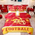 thumbnail image 1 of jejeloiu Football Sport Games 7 Pieces Bedding Comforter Set,Yellow Red Full Bedding Set For Rugby Gamer Reversible, 1 of 8