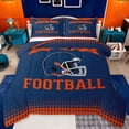 thumbnail image 1 of jejeloiu Football Sport Games Full Size Comforter Sets,Orange Deepblue Bedding Sets For Rugby Gamer Reversible 3-Piece, 1 of 8