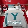 thumbnail image 1 of jejeloiu Football Sport Games Queen Duvet Cover Set For Kids,Gray Green Monogrammed Y Bedding For Boys,Light Gray Reversible,3pcs(No Comforter), 1 of 6