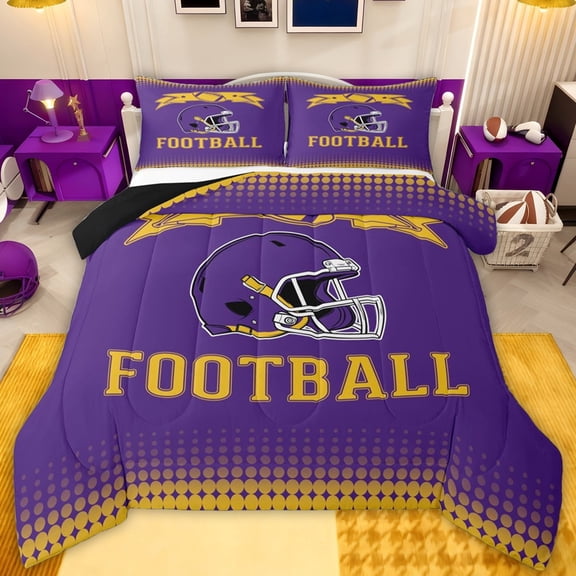 jejeloiu Football Sport Helmet Twin Comforter Sets,American Rugby Game Bedding Set For Boys Kids Reversible 2-Piece