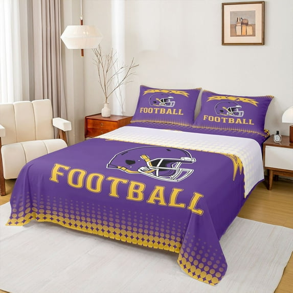 jejeloiu Football Sport Helmet Twin Sheet Sets,American Rugby Game Bedding For Boys Kids 3-Piece