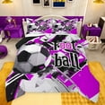 thumbnail image 1 of jejeloiu Football Sport Lovers Full Size Comforter Sets,Boys Soccer Game Bedding Comforter Set,Purple White Black Bedding Sets For Girls Boys,Ultra Soft Home Decor Reversible,3pcs, 1 of 8