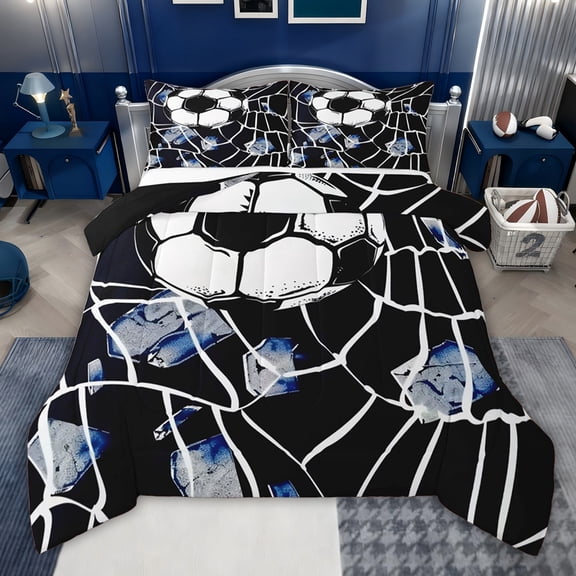 jejeloiu Football Sport Twin Comforter Sets,Boys Soccer Game Bedding Set For Kids Reversible 2 Pieces