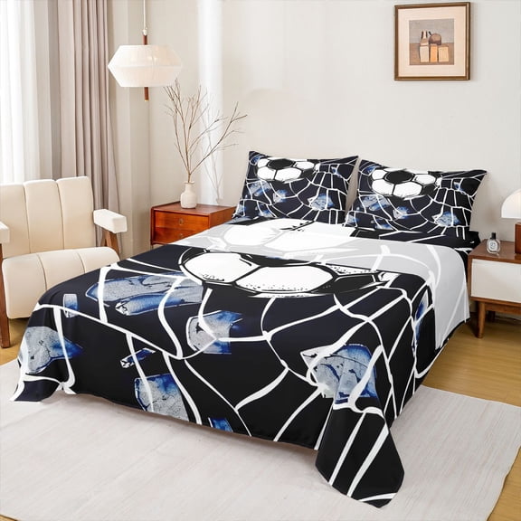 jejeloiu Football Sport Twin Sheet Sets,Boys Soccer Game Bedding For Kids 3 Pieces