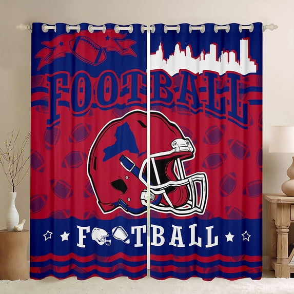 jejeloiu Football Sports Curtains Pack of 2 (42x84 Each),American Rugby Ball Curtains Blackout For Boys Teens