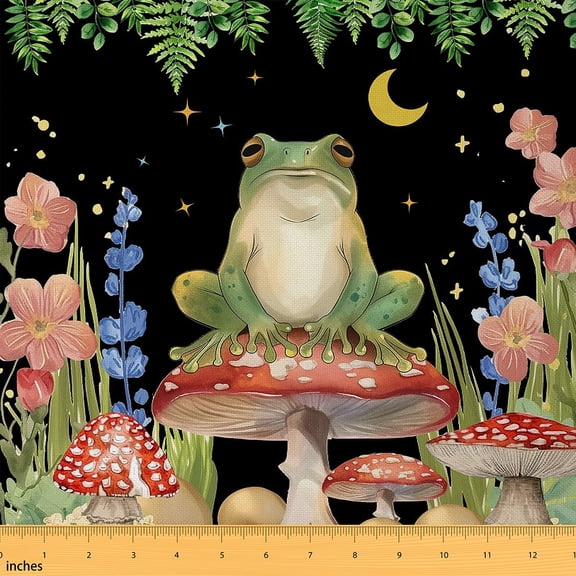jejeloiu Frog Mushroom Lavender Fabric by the Yard 1 Yard,Galaxy Starry Sky Home Decor Fabric by the Yard,Green Red Black Sewing Fabric For Boys Kids,Super Cozy Room Decor