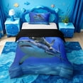 thumbnail image 1 of jejeloiu Funny Cat Shark Twin Duvet Cover,Deep Ocean Background Twin Bedding For Boys,Solid Blue,Black Reversible,2-Piece,1 Duvet Cover and 1 Pillowcase, 1 of 6