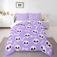 thumbnail image 1 of jejeloiu Funny Halloween Skull Queen Comforter Set,Dog Bone Bedding Sets,Purple White Bedding Comforter Set For Children,Microfiber Bedroom Decor Reversible,3 Pieces, 1 of 8