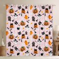 thumbnail image 1 of jejeloiu Funny Pumpkin Curtains Pack of 2 (42x84 Each),Kawaii Halloween Ghost Curtains Blackout,Pink Orange Black Bedroom Curtains For Teens,Ultra Soft Room Decor, 1 of 6