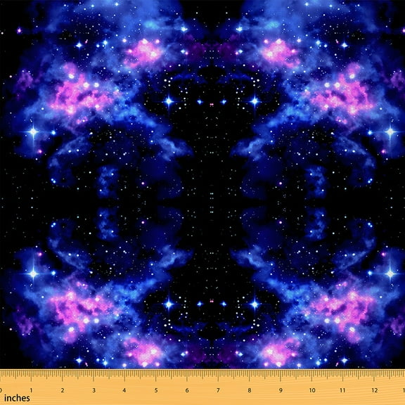 jejeloiu Galaxy Starry Sky Fabric by the Yard 1 Yard,Watercolor Splashing Ink Home Decor Fabric by the Yard,Gradient Pink Blue Sewing Fabric For Children,Microfiber Bedroom Decor