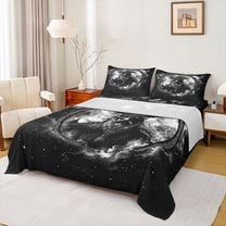 jejeloiu Galaxy Starry Sky Twin Sheet Sets,White Black Bedding For Boys Kids 3 Pieces