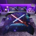 thumbnail image 1 of jejeloiu Galaxy Stars Planet Full Size Comforter Sets,Fashion Gamer Gaming Bedding Comforter Set,Purple Red Blue Bedding Sets For Teens,Luxury Bedroom Decor Reversible,3-Piece, 1 of 8