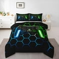 thumbnail image 1 of jejeloiu Game Console Bedding Comforter Set,Gamer Gaming Twin Comforter Sets,Blue Green Hexagon Bedding Set For Boys,Breathable Bedroom Decorative Reversible,2pcs, 1 of 8