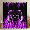 thumbnail image 1 of jejeloiu Game Console Curtains Pack of 2 (42x84 Each),Gamer Gaming Curtains Blackout,Purple Cool Flame Bedroom Curtains For Boys,Breathable Bedroom Decorative, 1 of 5