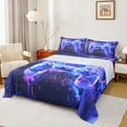 thumbnail image 1 of jejeloiu Game Console Twin Sheet Sets,Gamer Gaming Twin Fitted Sheet,Purple Splatter Ink Flat Sheet For Boys Girls,Breathable Bedroom Decorative,3pcs, 1 of 7