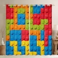 thumbnail image 1 of jejeloiu Game Gaming Black Out Curtains,3D Building Blocks Curtains Pack of 2 (42x63 Each),Cartoon Toy Brick Bedroom Curtains For Boys Teens,Breathable Home Decor, 1 of 6