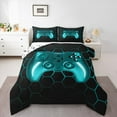 thumbnail image 1 of jejeloiu Gamer Gaming Bedding Comforter Set,Modern Video Game Twin Comforter Sets,Blue Cartoon Gamepad Bedding Set For Kid Boy,Lightweight Room Decorative Reversible,2 Pieces, 1 of 8