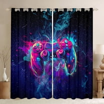 jejeloiu Gamer Gaming Black Out Curtains,Modern Video Game Curtains Pack of 2 (42x63 Each),Colorful Console Bedroom Curtains For Boys,Microfiber Bedroom Decor
