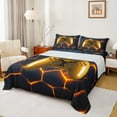 thumbnail image 1 of jejeloiu Gamer Gaming Full Size Sheets,Modern Video Game Bed Sheets,Orange Geometric Hexagon Sheet Sets For Child,Lightweight Room Decorative,4-Piece, 1 of 7