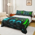 thumbnail image 1 of jejeloiu Gaming Twin Sheet Sets,Teen Video Game Twin Fitted Sheet,Green Blue Black Flat Sheet For Boys Girls,Super Cozy Bedroom Decoration,3pcs, 1 of 7