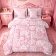 thumbnail image 1 of jejeloiu Gentle Paisley 7-Piece King Bedding For Men Women,Soft Print King Bed in a Bag,Pink White,Pink Reversible, 1 of 7