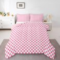 thumbnail image 1 of jejeloiu Geometric Classic Plaid Bedding Comforter Set,Abstract Geometric Checkerboard Twin Comforter Sets,Pink Geometrical Grid Bedding Set For Children,Breathable Home Decor Reversible,2-Piece, 1 of 8