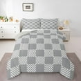 thumbnail image 1 of jejeloiu Geometric Classic Plaid Queen Comforter Set,Abstract Geometric Checkerboard Bedding Sets,Gray Geometrical Grid Bedding Comforter Set For Children,Breathable Home Decor Reversible,3-Piece, 1 of 8