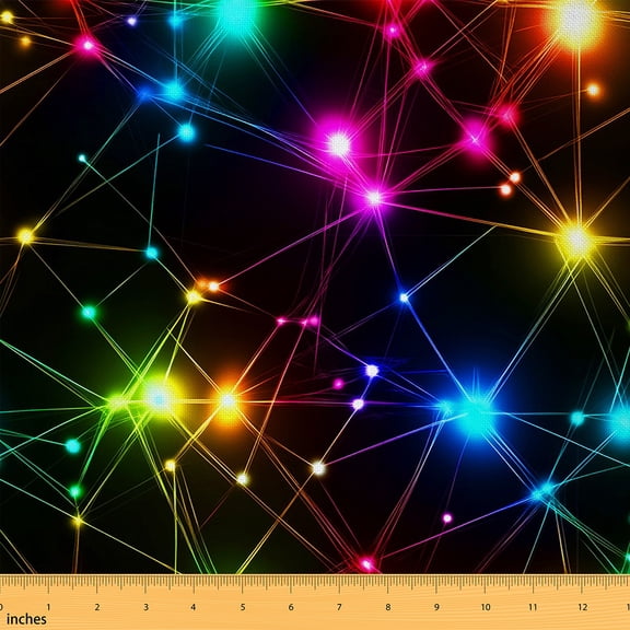 jejeloiu Geometric Cross Stripes Fabric by the Yard 1 Yard,Neon Geometric Lines Home Decor Fabric by the Yard,Pink Yellow Black Sewing Fabric For Men Women,Reathable Home Decor