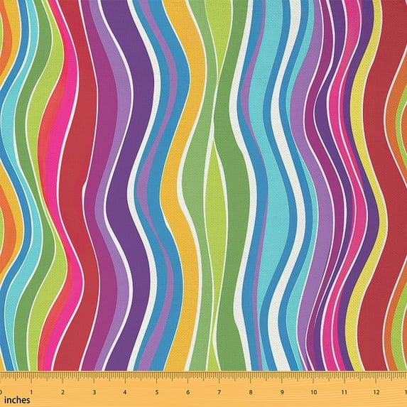 jejeloiu Geometric Geometric Striped Fabric by the Yard 1 Yard,Colorful Stripes Lines Aesthetic Home Decor Fabric by the Yard,Minimalistartwork Sewing Fabric For Teens,Luxury Bedroom Decor