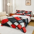 thumbnail image 1 of jejeloiu Geometric Grid Buffalo Bed Sheets,Modern Abstract Art King Sheets,Red White Black Sheet Set For Men Women,Breathable Home Decor,4 Pieces, 1 of 7