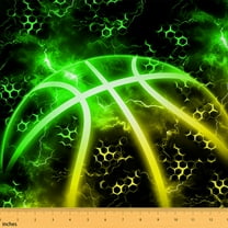 jejeloiu Geometric Homeycomb Hexagon Fabric by the Yard 1 Yard,Basketball Sport Home Decor Fabric by the Yard,Gradient Green Yellow Sewing Fabric For Girls Boys,Luxury Bedroom Decor