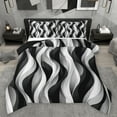 thumbnail image 1 of jejeloiu Geometric Lines Pattern Bedding Comforter Set,Waves Stripe Twin Comforter Sets,White Black Striped Bedding Set For Teens,Microfiber Bedroom Decor Reversible,2-Piece, 1 of 8