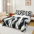 thumbnail image 1 of jejeloiu Geometric Lines Pattern Queen Sheet Sets,Waves Stripe Flat Sheet,White Black Striped Queen Fitted Sheet For Teens,Microfiber Bedroom Decor,4pcs, 1 of 7