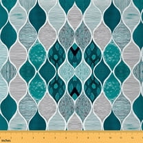 jejeloiu Geometric Pattern Fabric by the Yard 1 Yard,Modern Aesthetic Geometric Home Decor Fabric by the Yard,Blue Line Texture Sewing Fabric For Teens,Ultra Soft Home Decor