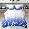 thumbnail image 1 of jejeloiu Geometric Striped Circular 7 Pieces Bedding Comforter Set,Gradient White Blue Full Bedding Set For Girls Boys Reversible, 1 of 8