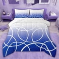 thumbnail image 1 of jejeloiu Geometric Striped Circular Queen Comforter Set,Gradient White Blue Bedding Comforter Set For Girls Boys Reversible 3-Piece, 1 of 8