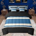 thumbnail image 1 of jejeloiu Geometric Stripes Lines 7-Piece Twin Bedding Sets,Abstract Geometric Art Bedding Comforter Set,Black Blue Sheet Sets For Adults,Breathable Home Decor Reversible, 1 of 8