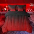 thumbnail image 1 of jejeloiu Geometric Stripes Lines 7pcs Bedding Comforter Set,Neon Red Striped Queen Bedding Sets For Men Women Reversible, 1 of 8