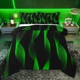 thumbnail image 1 of jejeloiu Geometric Stripes Pattern Full Size Comforter Sets,Green Wave Line Bedding Sets For Men Women Reversible 3 Pieces, 1 of 8