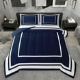 thumbnail image 1 of jejeloiu Geometric Suqare Queen Comforter Set,Modern Minimalist Theme Bedding Sets,White Deepblue Bedding Comforter Set For Girls Boys,Luxury Bedroom Decor Reversible,3 Pieces, 1 of 8
