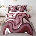 thumbnail image 1 of jejeloiu Geometric Wave Striped 7-Piece Twin Bedding Sets,Abstract Lines Bedding Comforter Set,Red Brown Sheet Sets For Children,Breathable Home Decor Reversible, 1 of 8