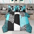 thumbnail image 1 of jejeloiu Geometric Zebra Striped 7 Pieces Bedding Comforter Set,Black White Blue Full Bedding Set For Girls Kids Reversible, 1 of 8