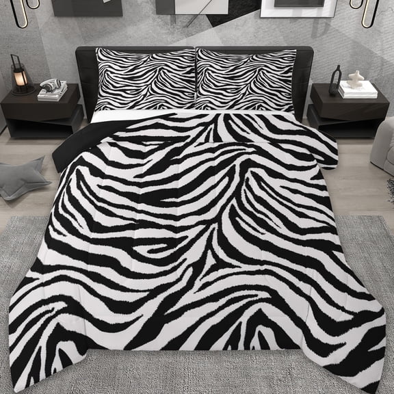 jejeloiu Geometric Zebra Stripes Bedding Comforter Set,Modern Abstract Geometric Twin Comforter Sets,Minimalist Lines Bedding Set,Breathable Home Decor Reversible,2pcs