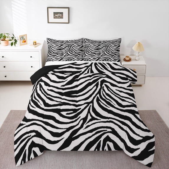 jejeloiu Geometric Zebra Stripes Full Size Comforter Sets,Modern Abstract Geometric Bedding Comforter Set,Minimalist Lines Bedding Sets,Breathable Home Decor Reversible,3-Piece