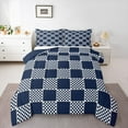 thumbnail image 1 of jejeloiu Geometric Plaid Bedding Comforter Set,Modern Minimalist Geometric Twin Comforter Sets,Deepblue Checkerboard Grid Bedding Set For Teens,Ultra Soft Home Decor Reversible,2pcs, 1 of 8