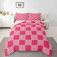 thumbnail image 1 of jejeloiu Geometric Plaid Grid Full Size Comforter Sets,Modern Geometric Checkered Bedding Comforter Set,Pink White Checkerboard Bedding Sets For Children,Microfiber Bedroom Decor Reversible,3 Pieces, 1 of 8