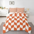 thumbnail image 1 of jejeloiu Geometric Rhombus Bedding Comforter Set,Modern Minimalist Geometric Twin Comforter Sets,Orange Checkerboard Grid Bedding Set For Teens,Ultra Soft Home Decor Reversible,2pcs, 1 of 8