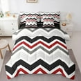 thumbnail image 1 of jejeloiu Geometric Waves Stripes Twin Bedding Sets 7-Piece,Geometric Lines Aesthetic Bedding Comforter Set,Red Gray Black Sheet Sets For Girls Microfiber Bedroom Decor Reversible, 1 of 8