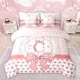 thumbnail image 1 of jejeloiu Girl Personalized Gifts 7-Piece Twin Bedding Sets,Pink Letter C Bedding Comforter Set,Chic Princess Crown Sheet Sets For Princess,Lightweight Room Decoration Reversible, 1 of 8